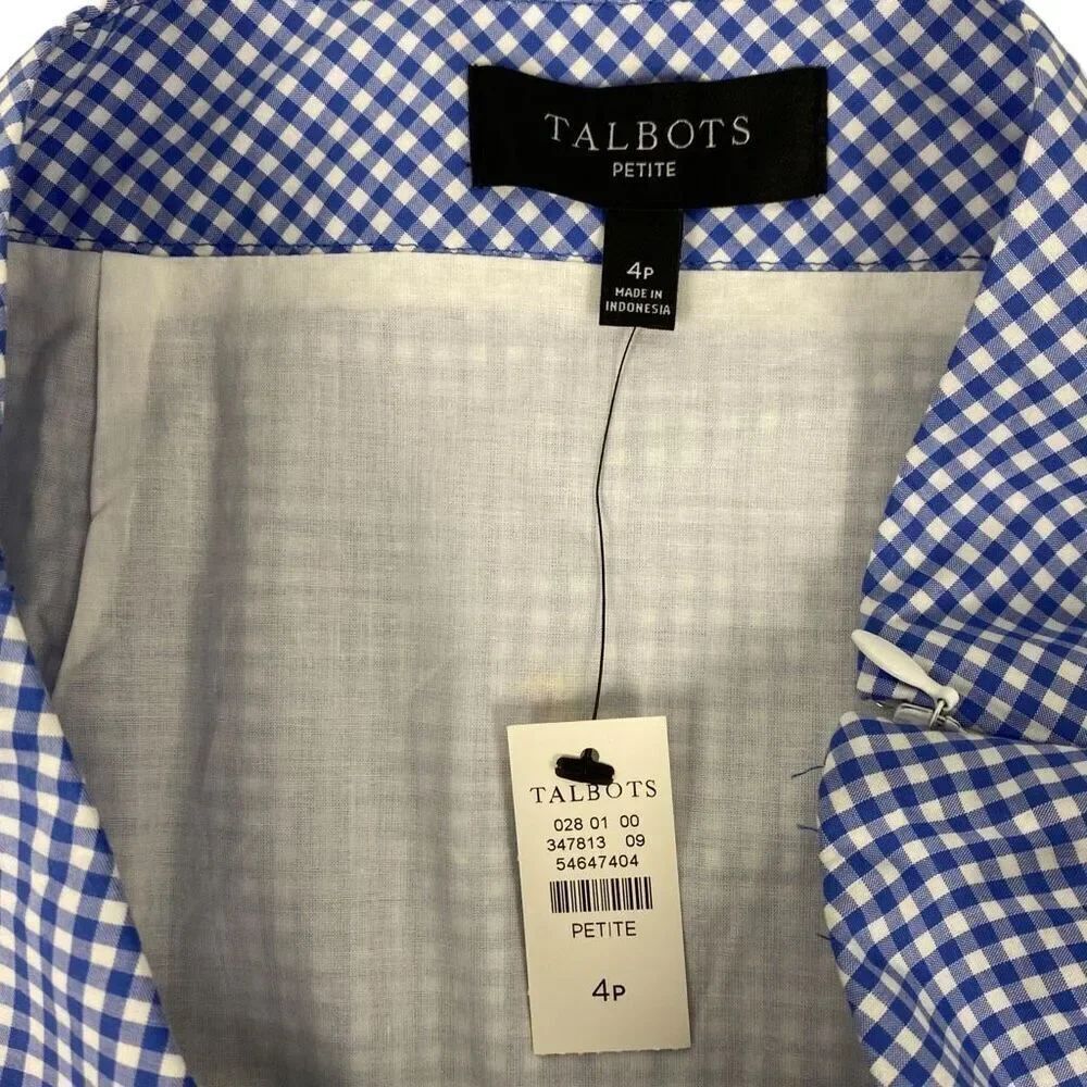 Talbots Women's Blue Gingham Toucan skirt size 4P NEW - Picture 2 of 5